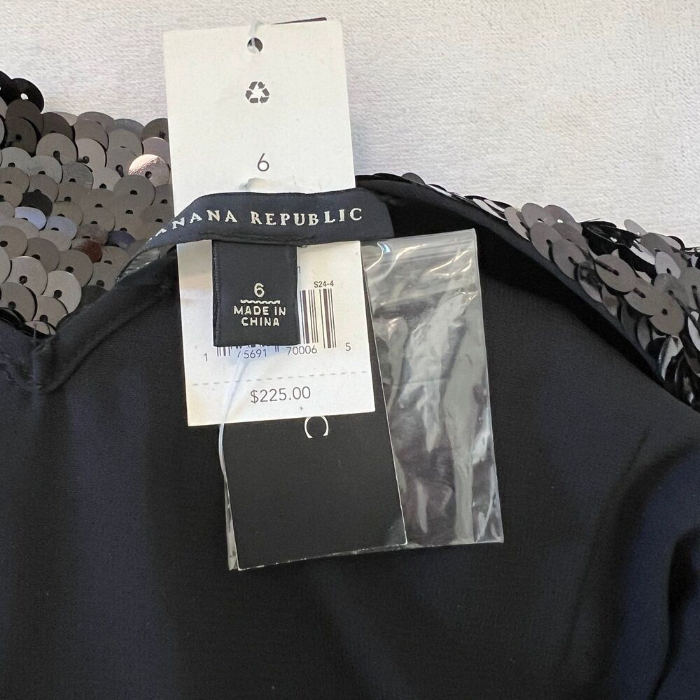 Banana Republic NWT Black Sequin Cocktail Mini Dress 6 - Picture 6 of 7